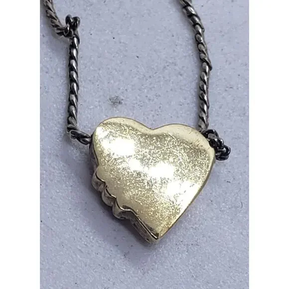 Vintage Gold Tone Puffy Heart Necklace Art Deco Pendant Chain Love Gift - Picture 2 of 6